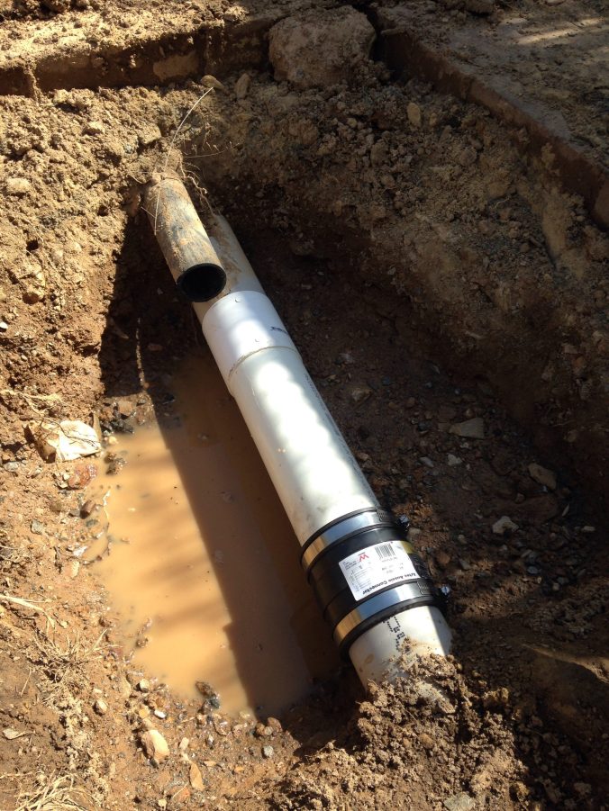 Slip joint and flexible coupling repair to 90mm pipe